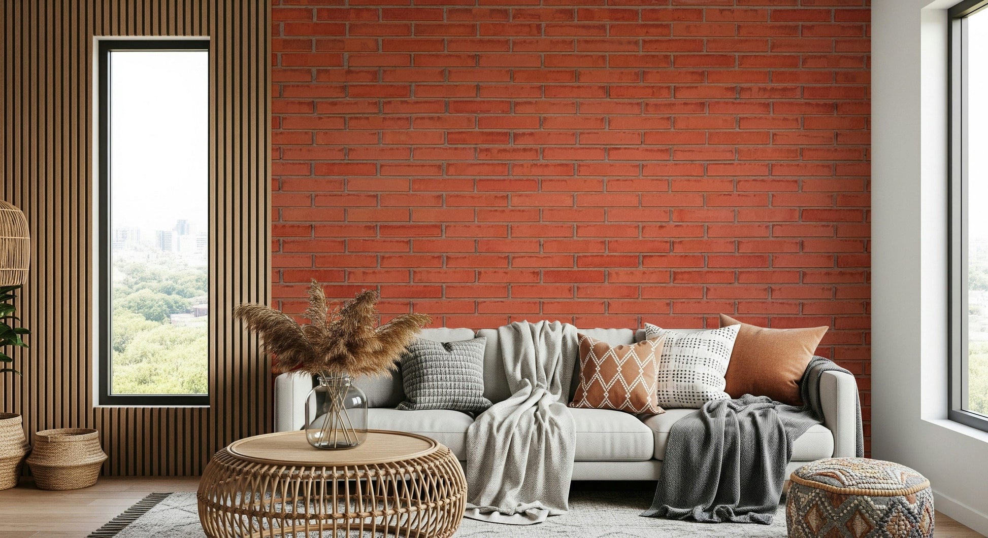 A calming classic design wallpaper mural that defines a space.

