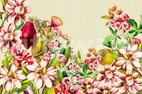 Wallpaper mural with a blend of vintage and botanical elements

