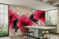 Ink-drawn flower wallpaper for walls

