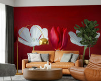 Fresh spring atmosphere created by Tulips in a row wall mural for dining areas.