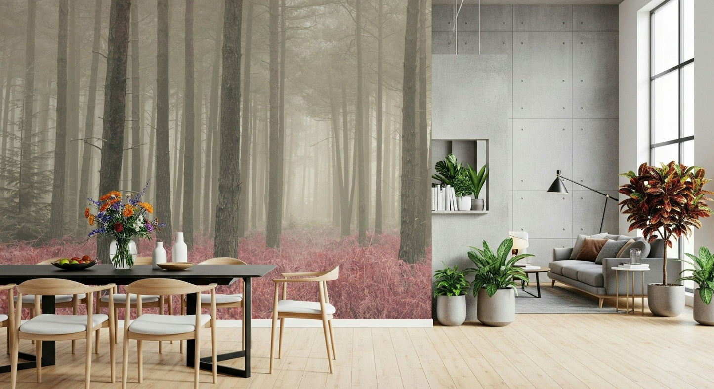 Deep forest look Crimson Whisper Woods wallpaper.