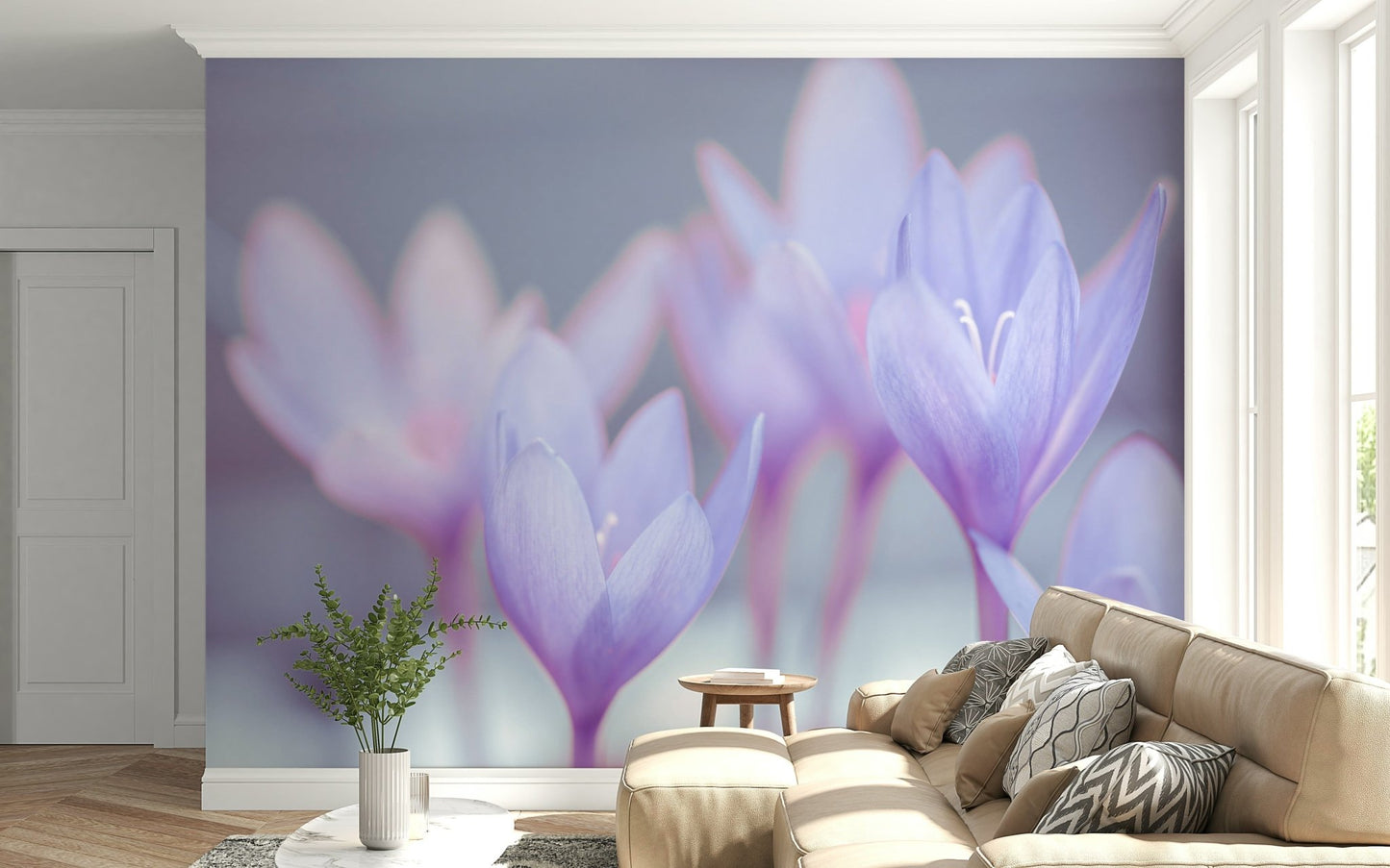 Soft spring flowers wall mural in macro view