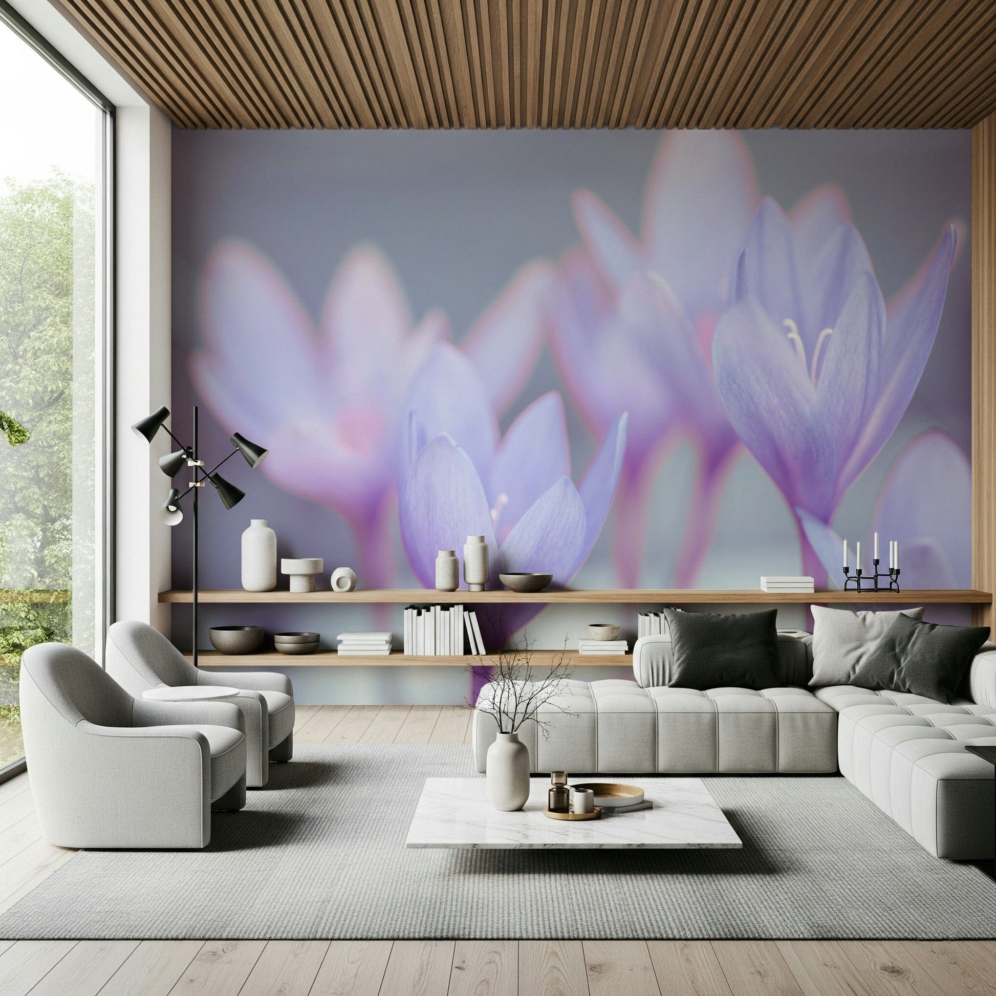 Pastel crocus wall mural with delicate stamens