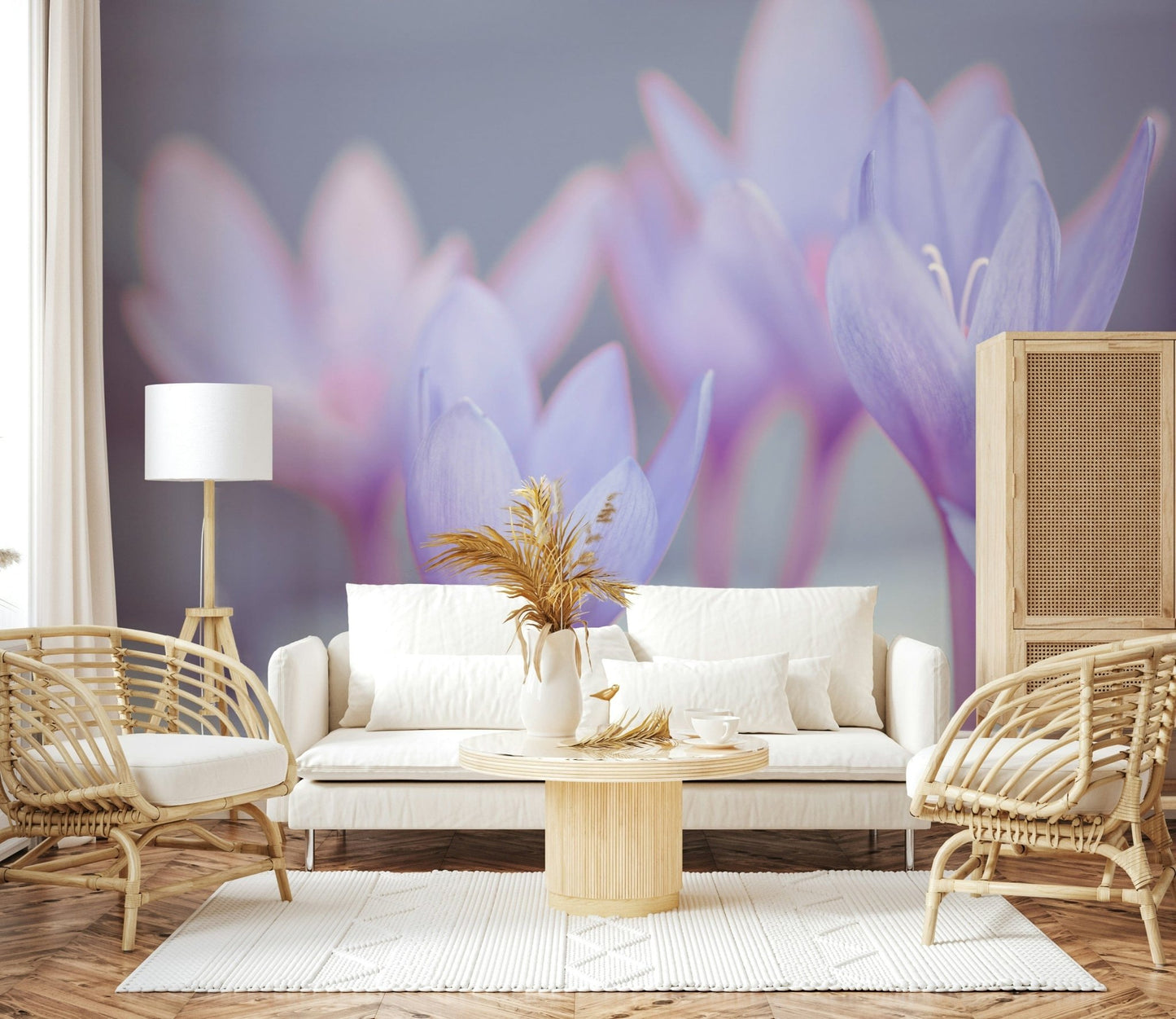 Floral close-up wall mural in gentle tones