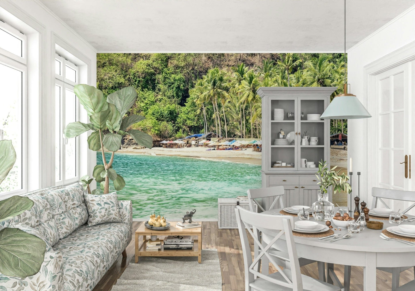 Sunny island getaway Crystal Bay peel and stick wallpaper.