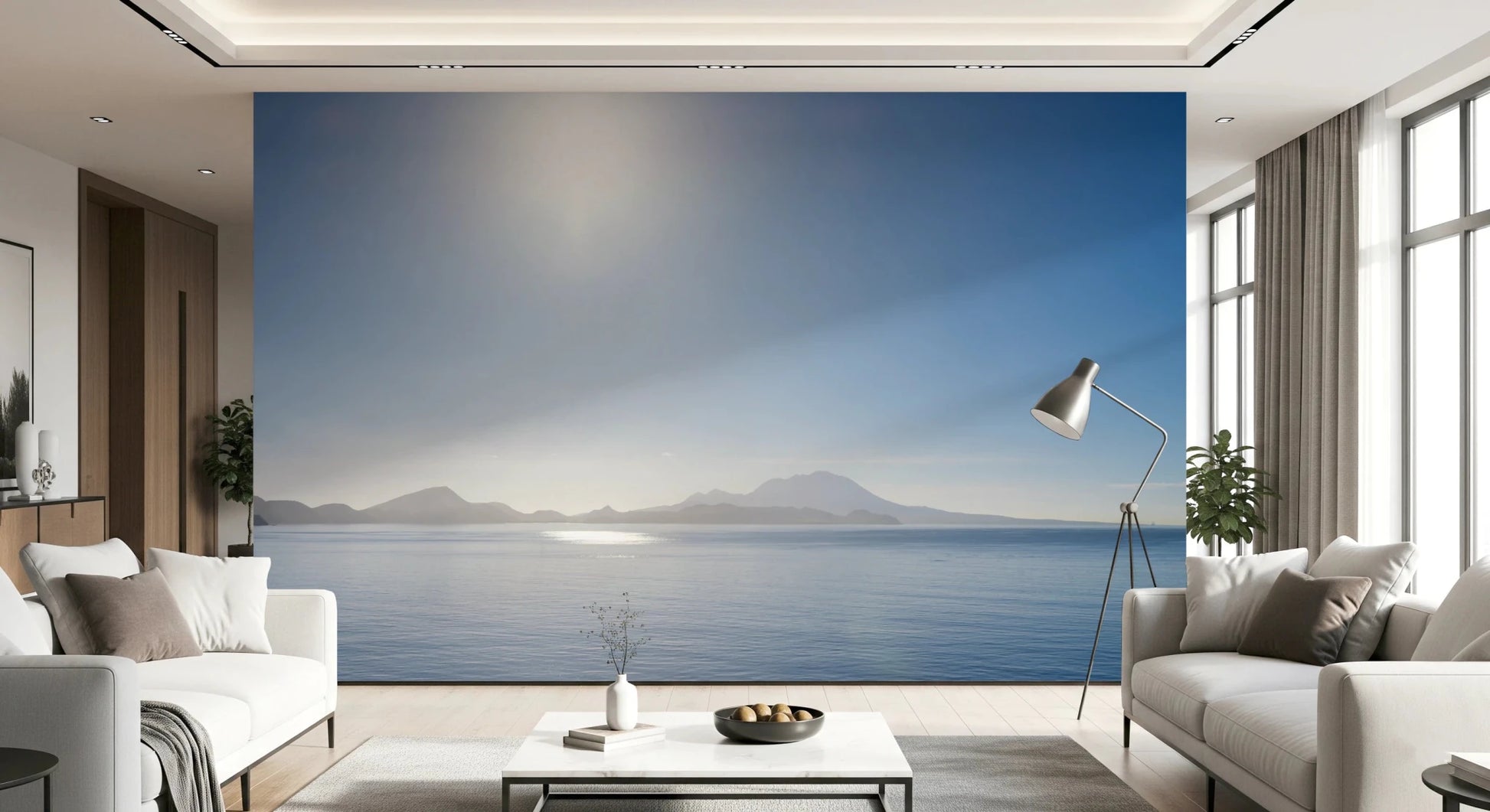 Gentle morning light colors in the Crystal Blue Morning wall mural
