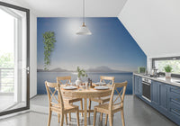 Light blue painted finish on this Crystal Blue Morning mural print