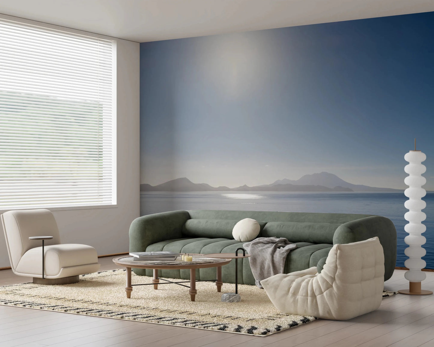 Artistic azure brushwork on the Crystal Blue Morning wall mural