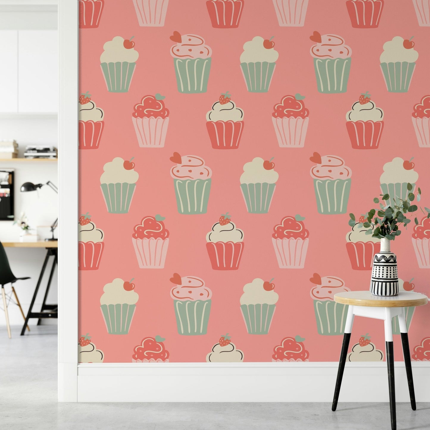 Sweet cupcake carousel pattern with soft tones

