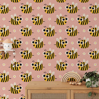 Fun bee wallpaper for children’s playrooms
