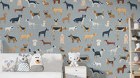 Playful dog-themed wallpaper for kids' rooms
