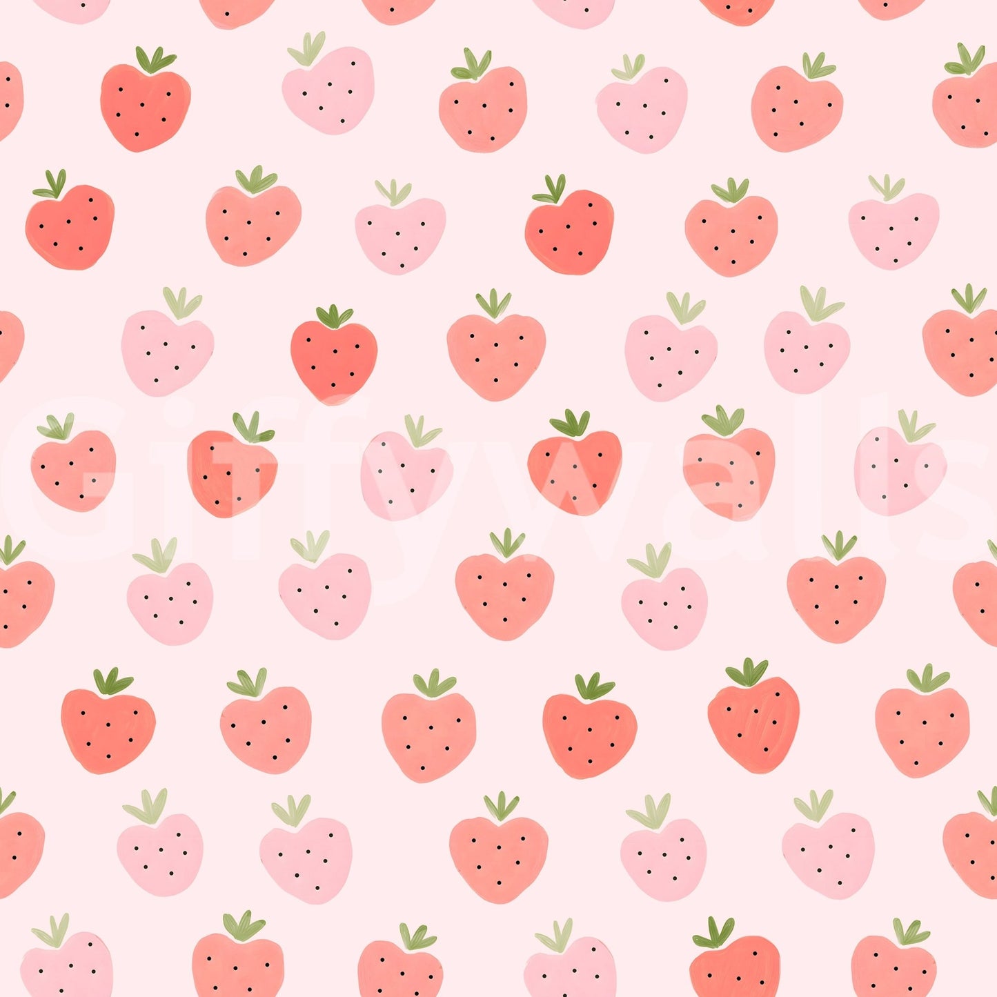 Sweet and inviting strawberry print for walls.


