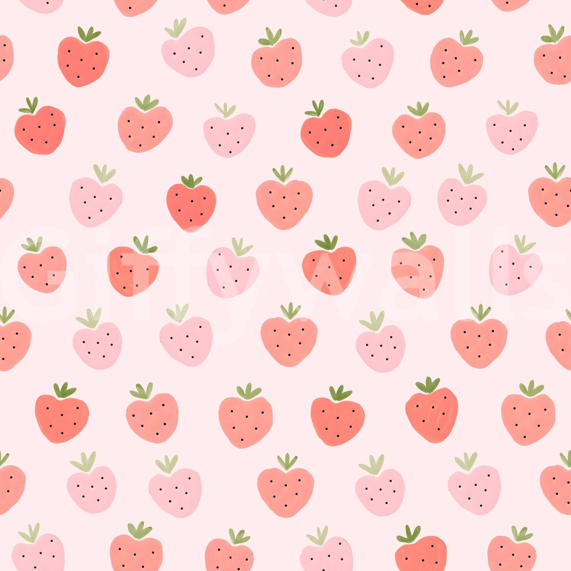 Sweet and inviting strawberry print for walls.

