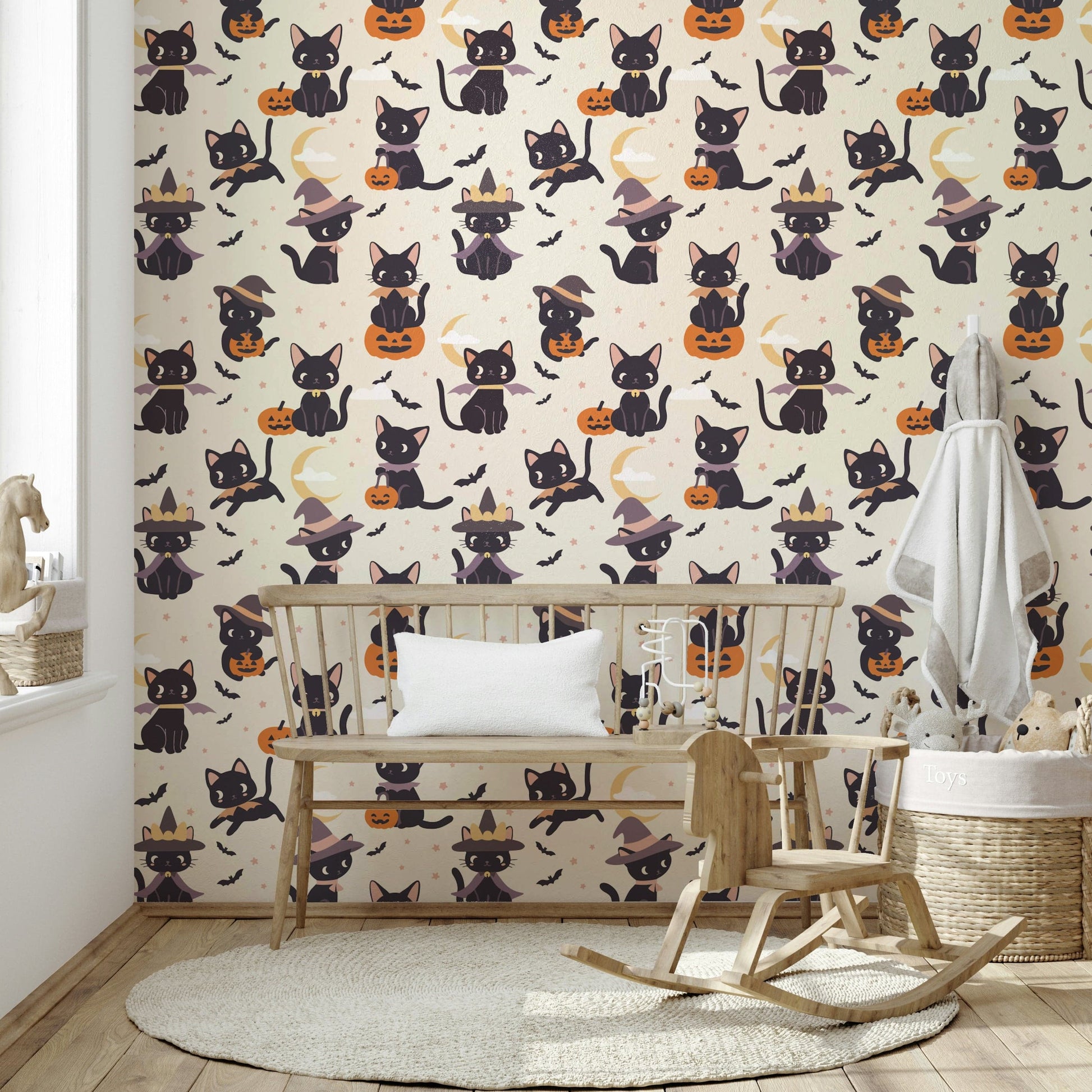 Cute Halloween Witch Cats pumpkin wallpaper



