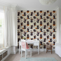 Cute Halloween Witch Cats ghost wall mural


