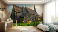 Historic landmark setting with Golden Daffodils wallpaper for walls promoting calm vibes.