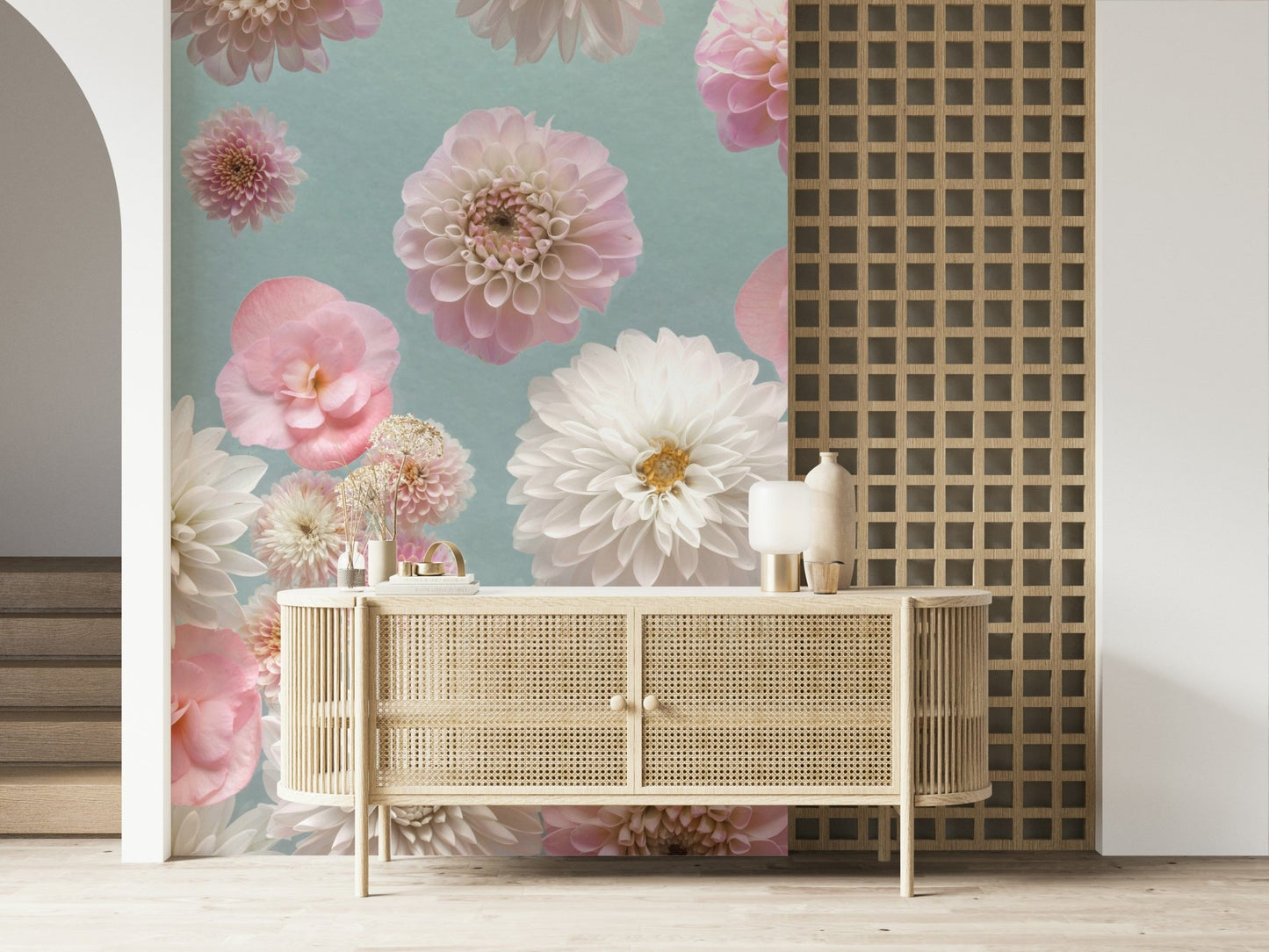 Lovely Dahlia Dance design; perfect botanical statement piece for interiors.