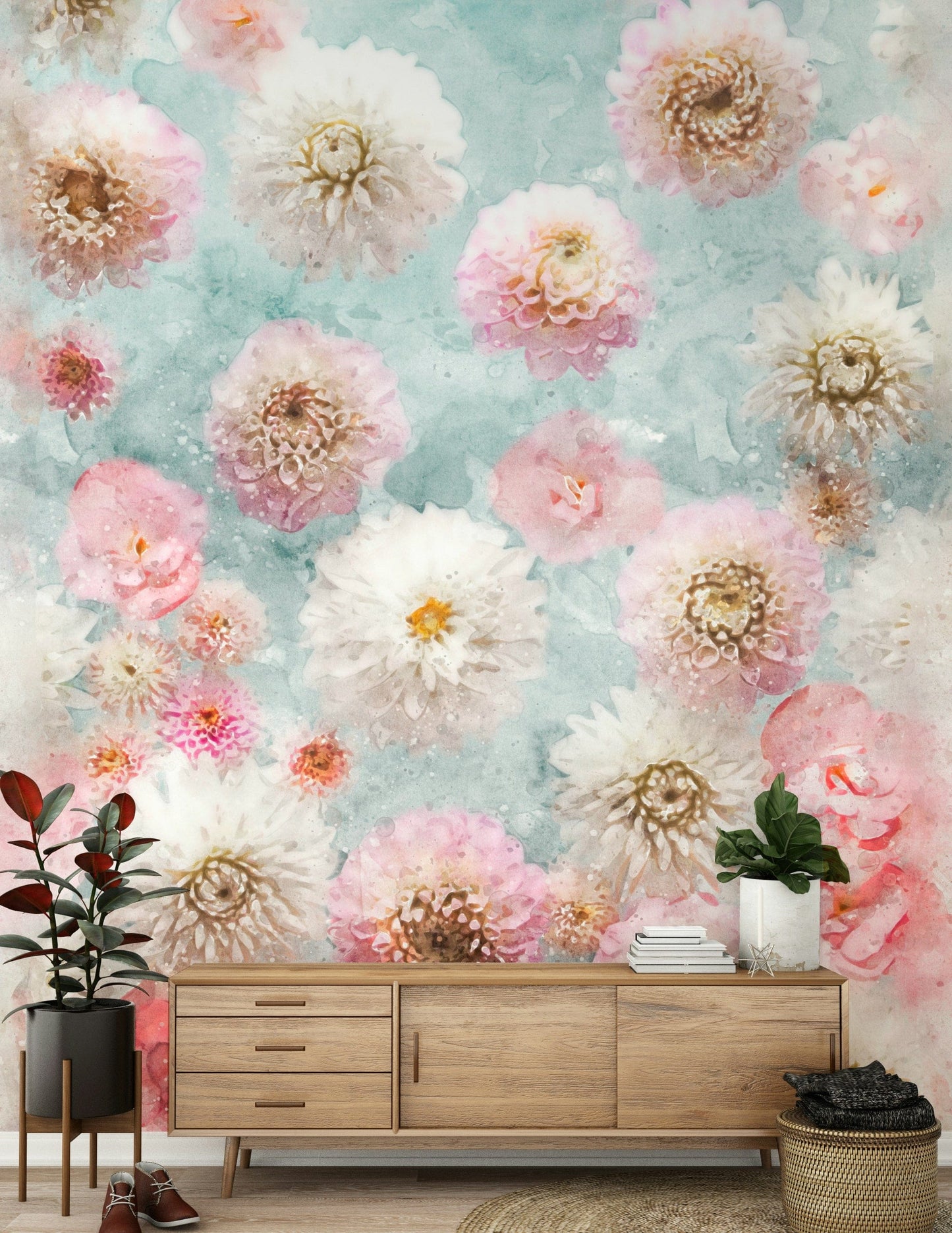Dahlia Flowers Wall Mural