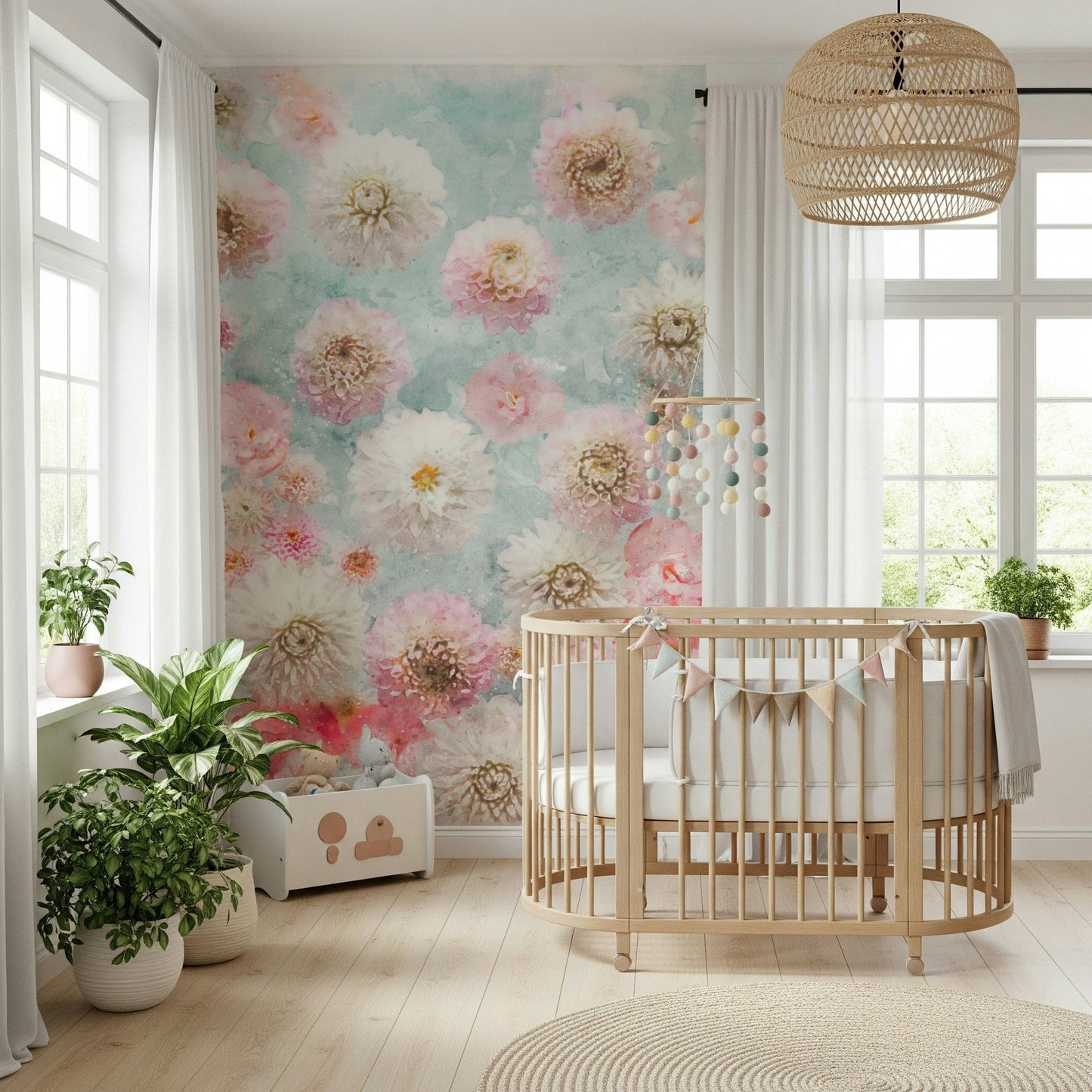 Dahlia Flowers Wall Mural