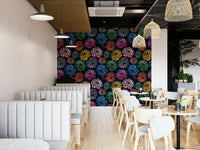 Dahlias Colors Navy Wallpaper.

