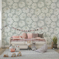 Wallpaper with a subtle floral design.

