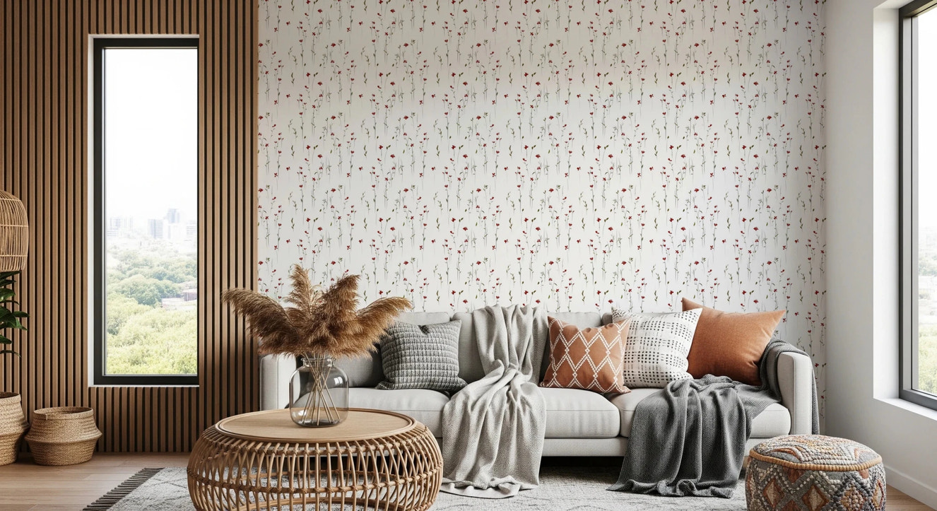 Dainty Scarlet Blooms Wallpaper⁠