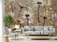 Elegant botanical wallpaper featuring airy daisies and softly blurred flowers for a soothing effect.