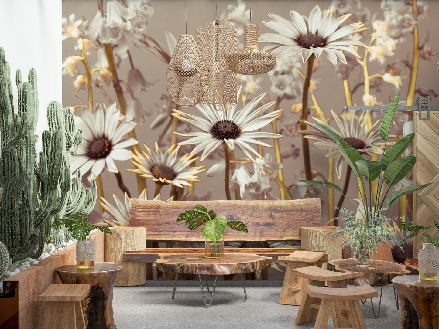 Dreamy daisy wallpaper filled with gentle flowers in a soft, ambient palette.