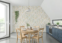 Watercolor daisy pattern peel and stick wallpaper Daisy Dreams.