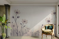 An angled shot of the mural's gentle color palette.