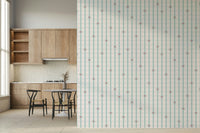 Daisy Pattern Wallpaper – Whimsical wallpaper with scattered daisy blooms and linear stripe accents.