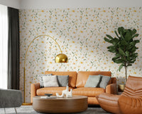 Springtime botanical print wall mural vibrant Daisy Dreams design.