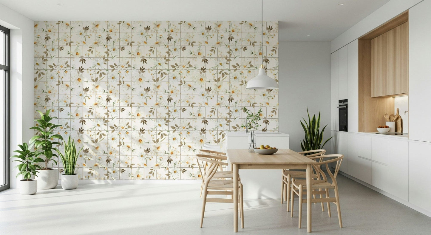 Hand painted effect Daisy Window Panes wall accent