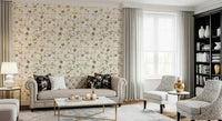 White flowers Window Panes pattern wallcovering
