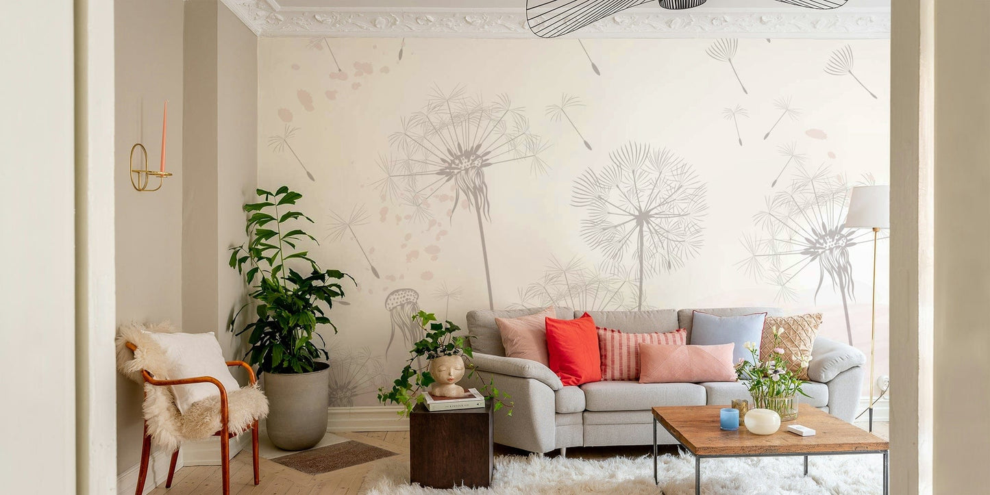 The colors are soft and gentle, with pale grays, beiges, and muted tones.

