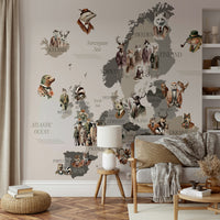 Fun animal characters across Europe map

