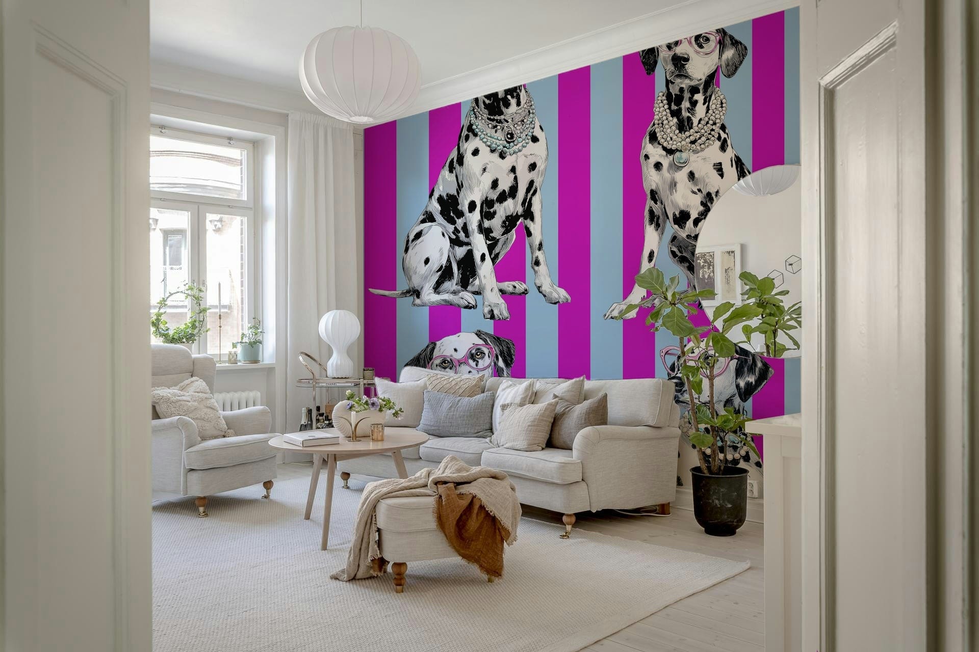Stylish Diamond Dalmata wall mural blending abstract dots and angular forms for trendy interiors.