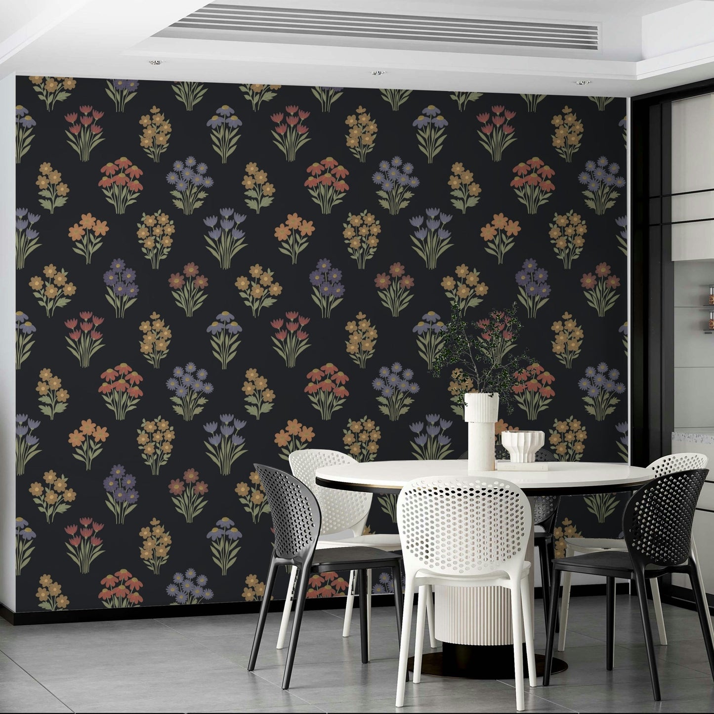 Vintage-inspired floral design wallpaper.

