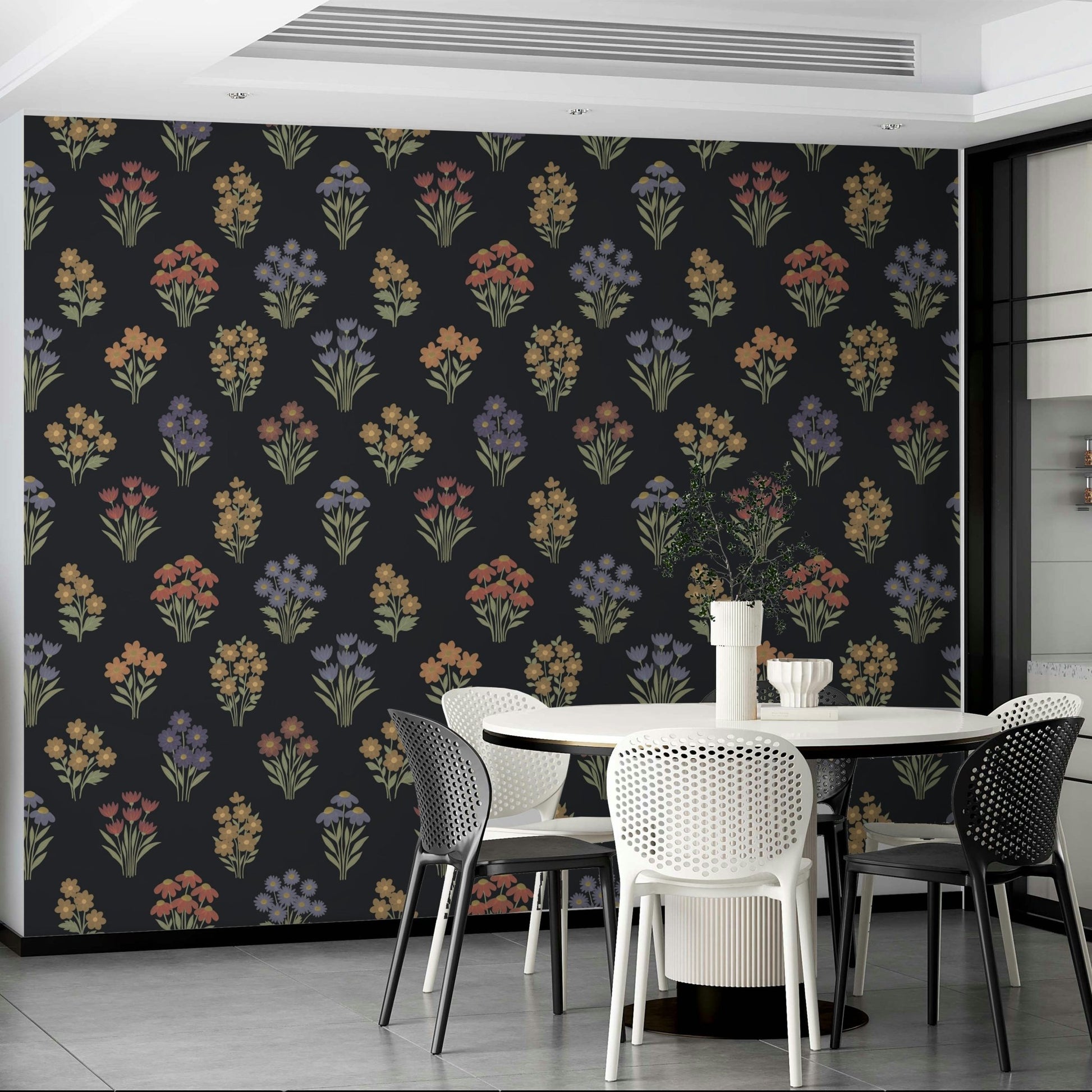 Vintage-inspired floral design wallpaper.

