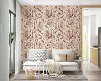 Intricate burgundy design wallpaper for vintage home decor

