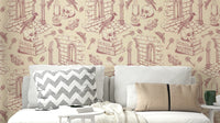 Vintage rose pattern wallpaper in Dark Academia style

