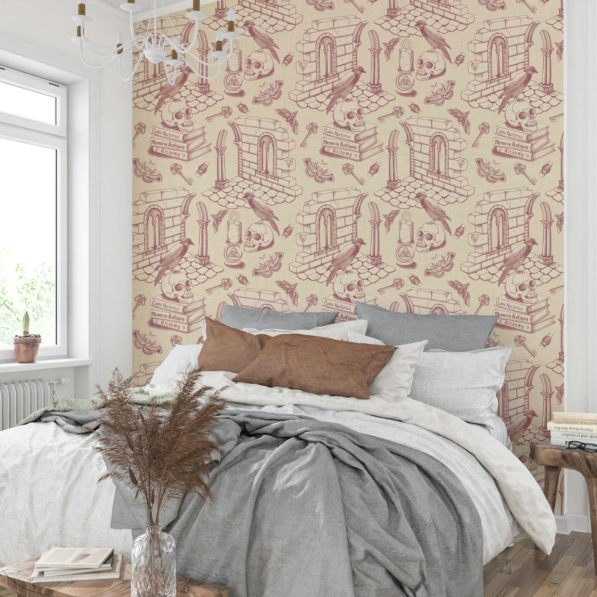 Peel-and-stick Vintage Rose wallpaper for effortless decor

