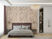 Muted rose design wallpaper in Dark Academia style

