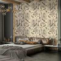 Classic toile de Jouy design in dark academia style

