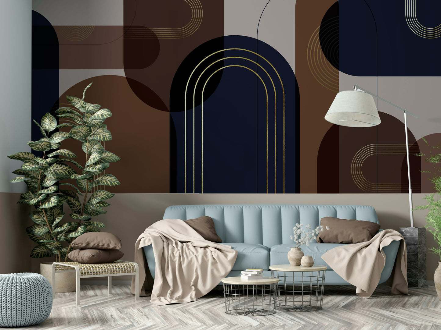 Abstract geometric dark academia mural


