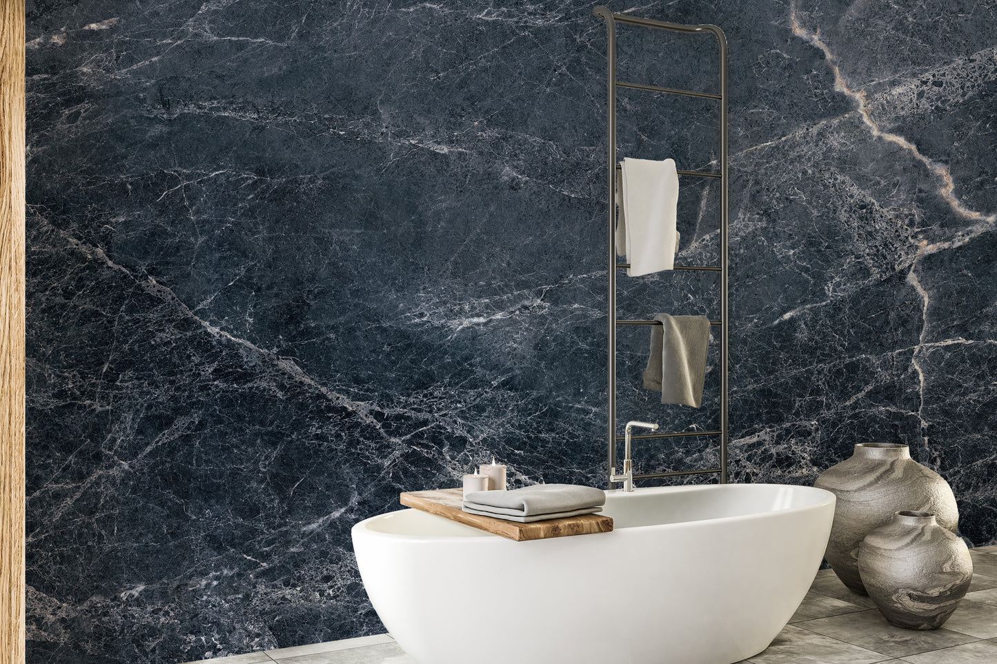 Dark blue marble texture wallpaper mural
