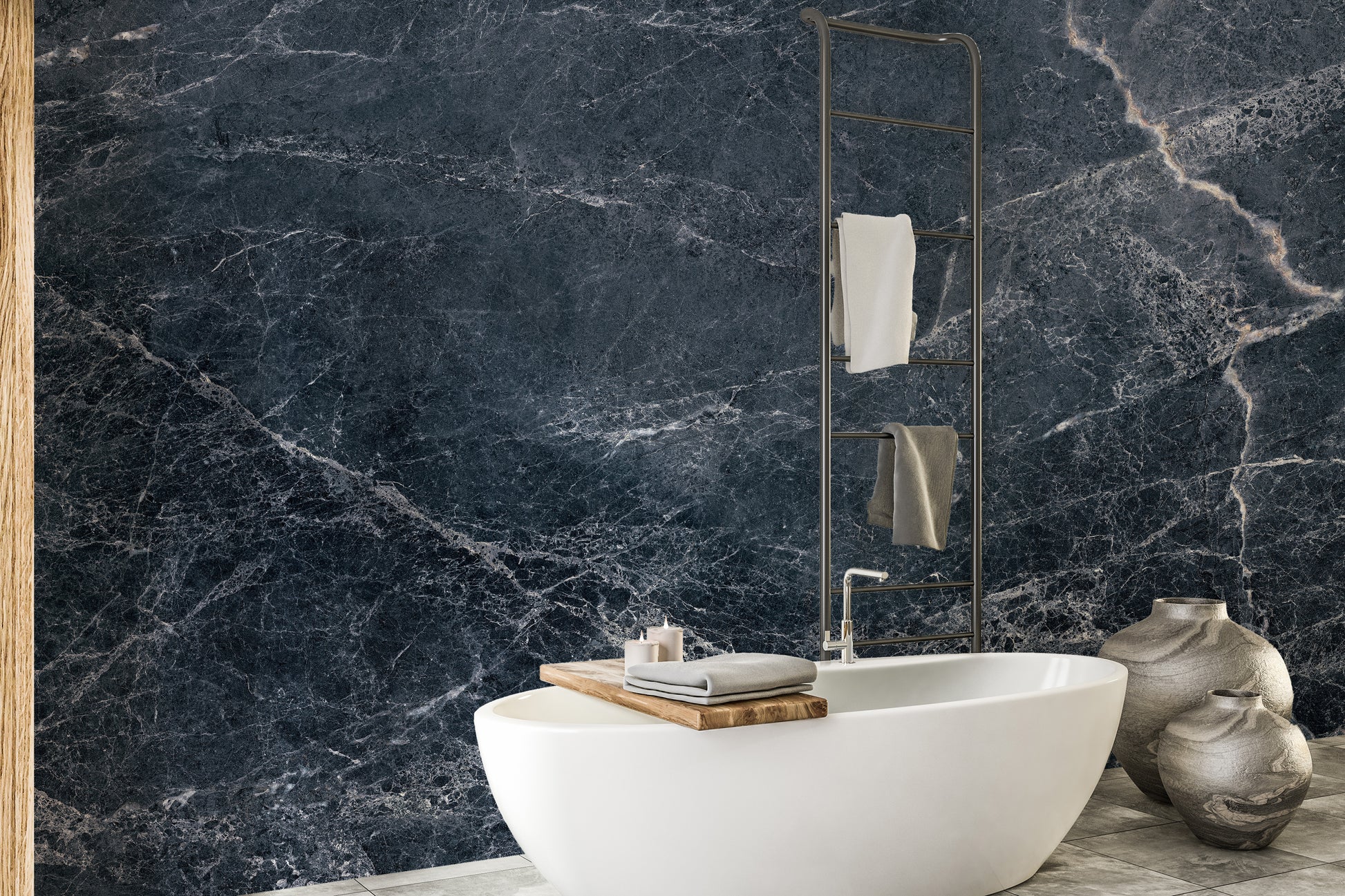 Dark blue marble texture wallpaper mural
