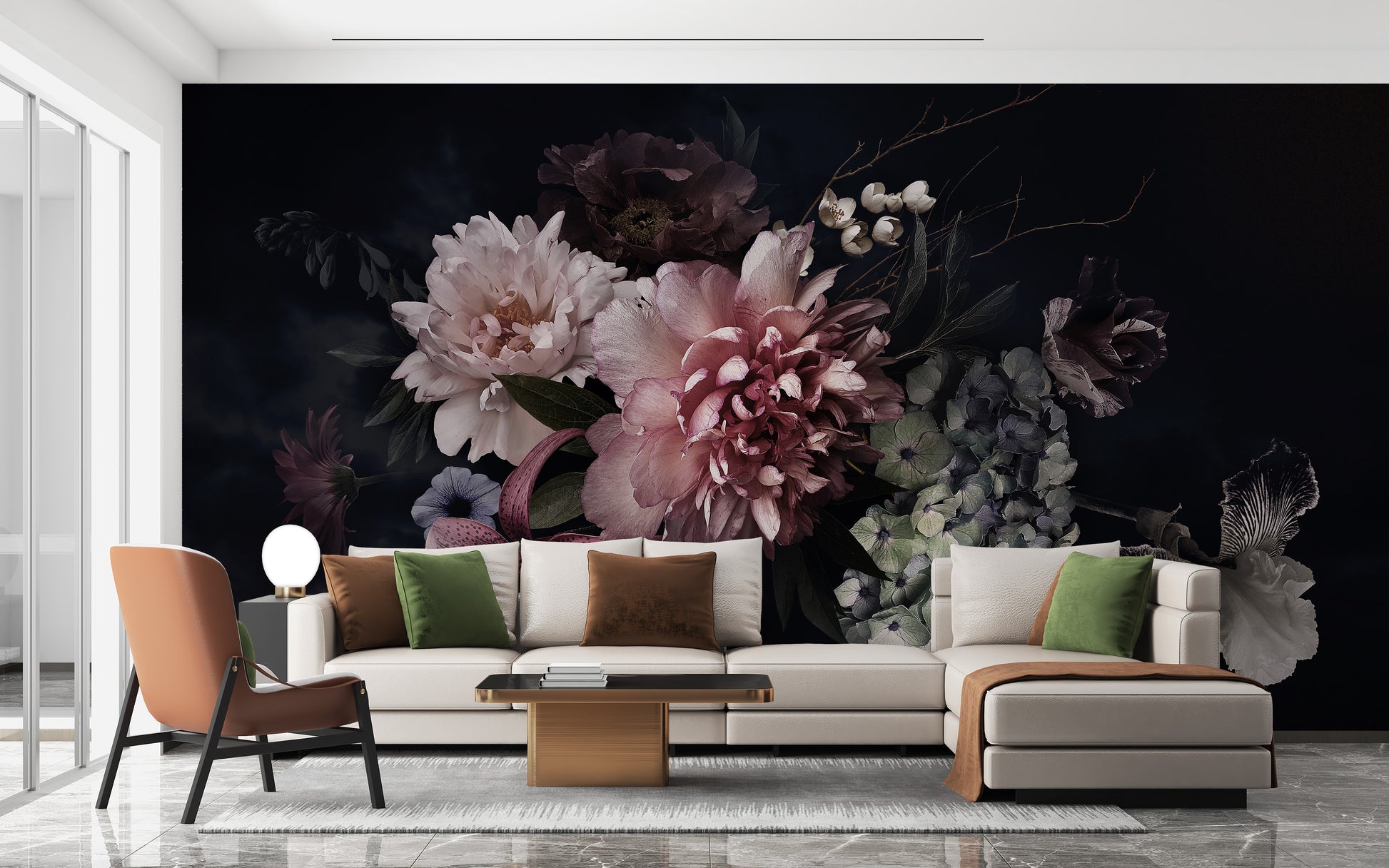 Dark vintage flower bunch wallpaper mural - Giffywalls