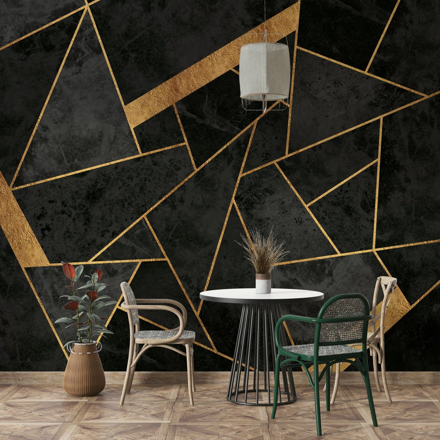 Modern geometric mural wallpaper for feature wall

