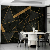 Contemporary home office with charcoal mosaic mural

